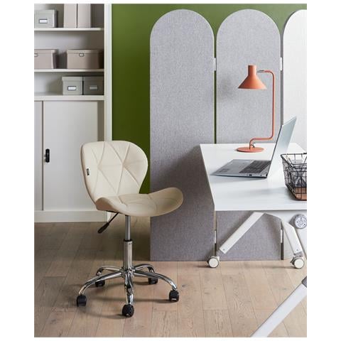 Sedia Da Scrivania Valetta Pelle Sintetica Beige - Foto 1