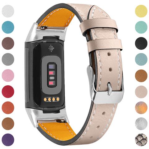 Cinturino In Vera Pelle Per Fitbit Charge 5/6 Beige - Foto 1