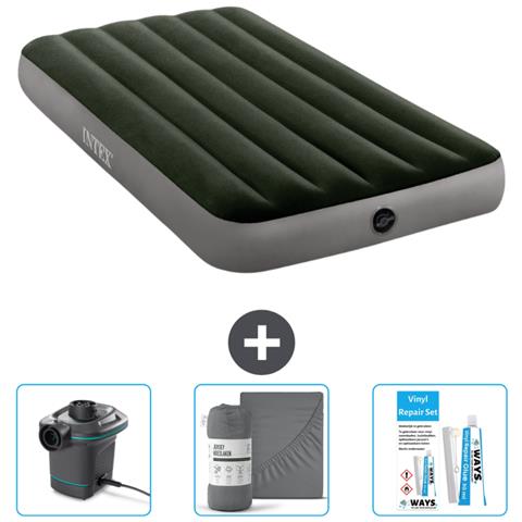 Set Materassino Gonfiabile - 191x99x25 Cm - Verde - Include Accessori Coordinati - Foto 1