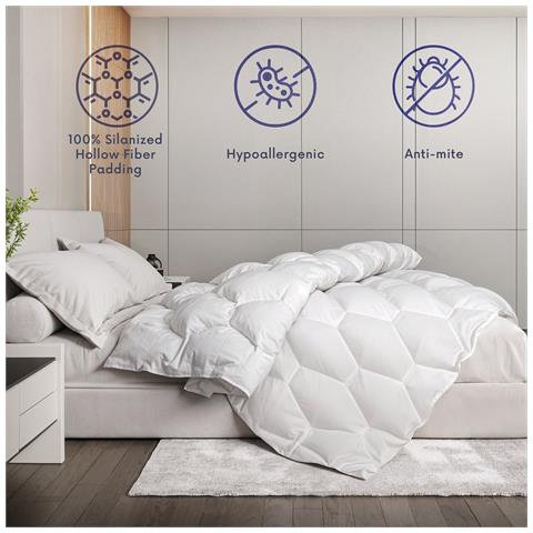 The White Stone Piumino Invernale 135x200 Cm 400 Gr | Morbida Imbottitura In Ovatta Soft | Microfibra Anallergica Bianca | Letto Singolo - Foto 2