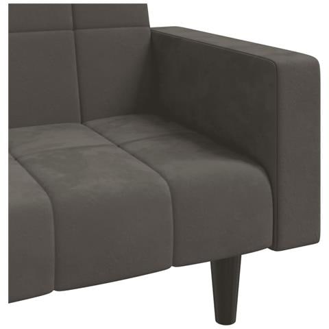 Divano Letto a 2 Posti con 2 Cuscini Grigio Scuro in Velluto - Foto 9