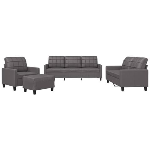 Set di Divani 4 pz con Cuscini Grigio in Similpelle - Foto 1