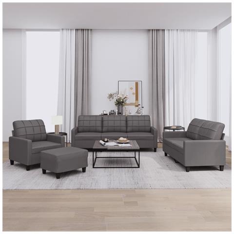 Set di Divani 4 pz con Cuscini Grigio in Similpelle - Foto 2