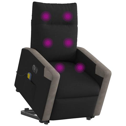 Poltrona Alzapersona Massaggiante Elettrica Nera in Tessuto - Foto 2