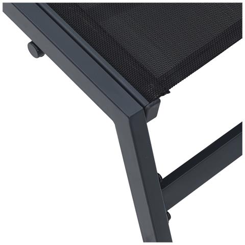 Lettino Prendisole Nero Acciaio, Textilene Singolo - Foto 9