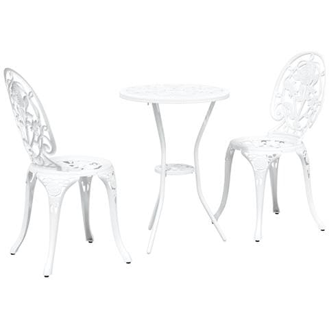 Set Bistro da Giardino in 3 Pezzi vitaXL Bianco in Alluminio Fuso - Foto 1