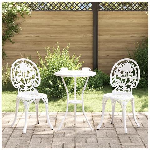 Set Bistro da Giardino in 3 Pezzi vitaXL Bianco in Alluminio Fuso - Foto 2