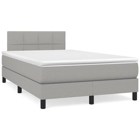 Giroletto a Molle con Materasso Grigio Chiaro 120x200cm Tessuto - Foto 1