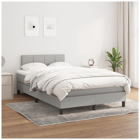 Giroletto a Molle con Materasso Grigio Chiaro 120x200cm Tessuto - Foto 2
