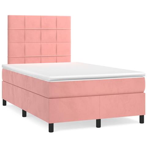 Letto a Molle con Materasso e LED Rosa 120x190 cm in Velluto - Foto 2