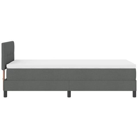 Letto Box Spring con Materasso Grigio Scuro 100x200 cm Tessuto - Foto 9