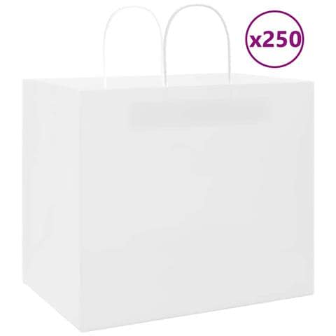 Sacchetti di Carta 250 pz con Manici Bianchi 32x22x28 cm - Foto 1