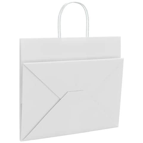Sacchetti di Carta 250 pz con Manici Bianchi 32x22x28 cm - Foto 9