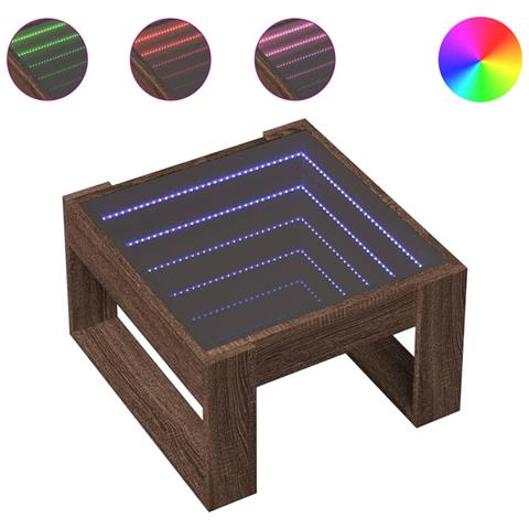 Tavolino Salotto con LED Infinity Rovere Marrone 50x53x30 cm - Foto 1