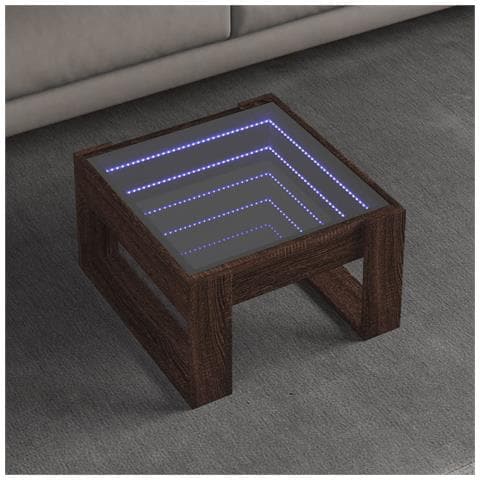 Tavolino Salotto con LED Infinity Rovere Marrone 50x53x30 cm - Foto 2