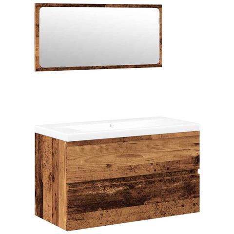 Set Mobili da Bagno Legno Antico in Legno Multistrato - Foto 1