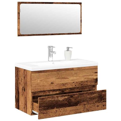 Set Mobili da Bagno Legno Antico in Legno Multistrato - Foto 2