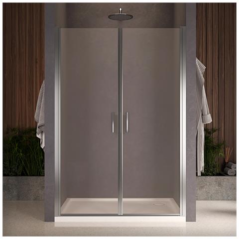 Box Doccia Nicchia 80 Cm Porta Due Battenti H200 Cm Cristallo 8mm Profilo Satinato Elda - Foto 1