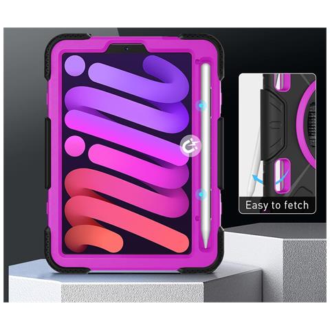 Custodia Per Ipad Mini 6 8.3"" Con Supporto E Alloggiamento Per Stilo Nera - Foto 4