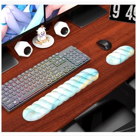 Combo Ergonomico Poggiapolsi Tastiera E Mouse Pad Per Sollievo Affaticamento Mani In Ufficio Multicolor - Foto 4