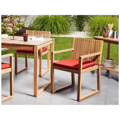 Set Di 8 Cuscini Per Sedie Sassari Premium 46 X 46 Cm Rosso - Foto 1