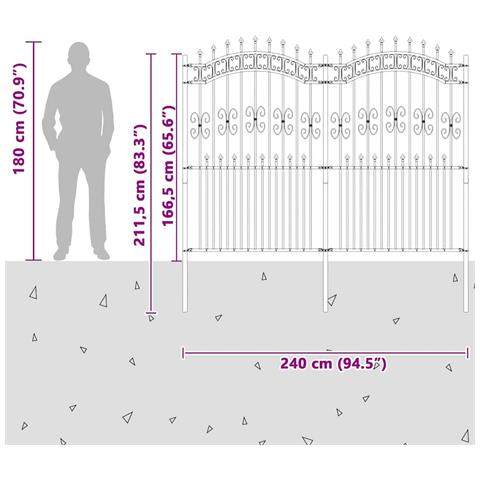 Recinzione da giardino Grigio 215 cm - Foto 6