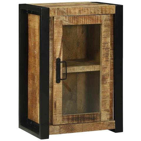 Mobiletto da Bagno con porta Marrone Legno massello di mango - Foto 1