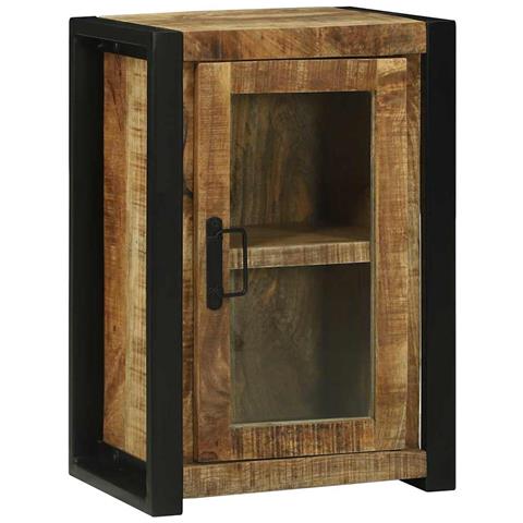 Mobiletto da Bagno con porta Marrone Legno massello di mango - Foto 2