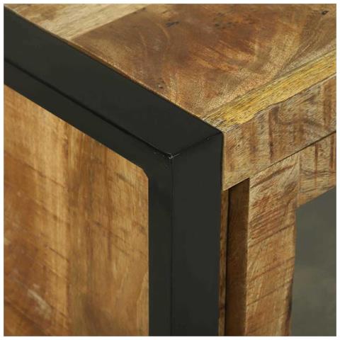 Mobiletto da Bagno con porta Marrone Legno massello di mango - Foto 9