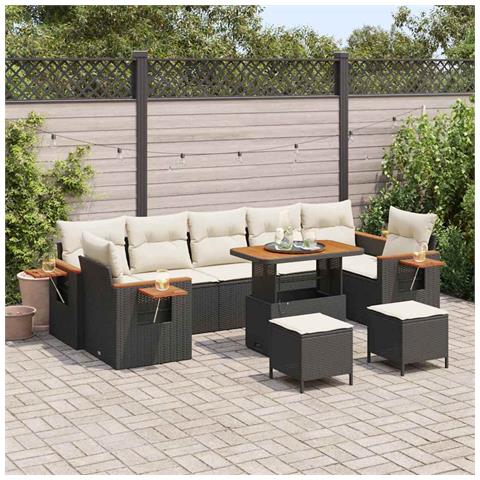Set Divano da Giardino 10 pcs Nero 90 x 55 x 71 cm Poly Rattan - Foto 2