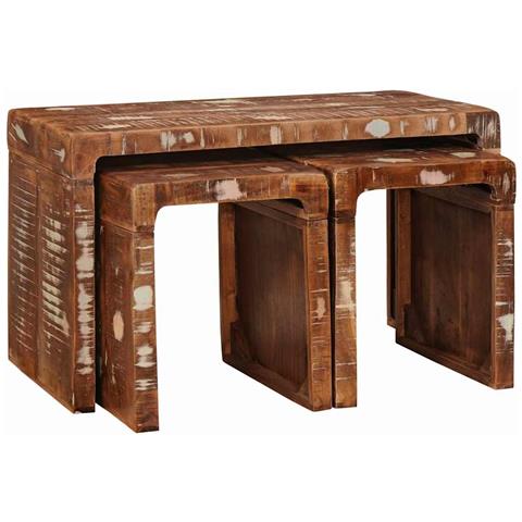 Tavoli da annidamento 3 pcs legno massello di riciclo - Foto 1