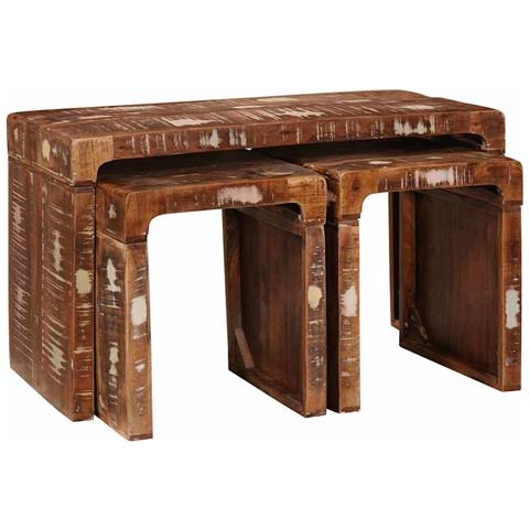 Tavoli da annidamento 3 pcs legno massello di riciclo - Foto 2