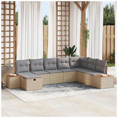 Set Divano da Giardino 8 pcs Beige 55 x 62 x 69 cm Poly Rattan - Foto 2