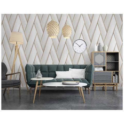 Carta da Parati Geometric Bianco e Oro - Foto 7