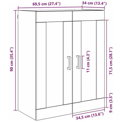 Pensile Rovere Nero 69,5 x 34 x 90 cm Legno multistrato - Foto 9