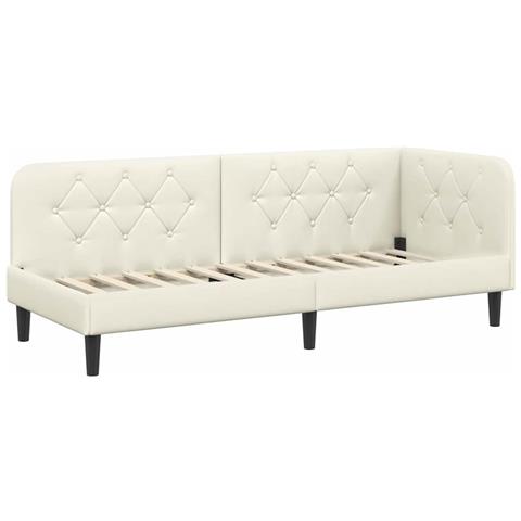 Cornice del letto ad angolo Crema 80 x 200 cm Velluto - Foto 1