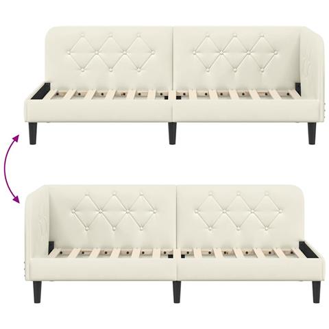 Cornice del letto ad angolo Crema 80 x 200 cm Velluto - Foto 9