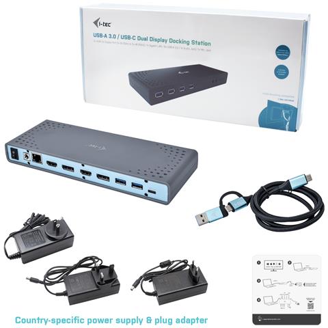 CADUAL4KDOCKUK replicatore di porte e docking station per laptop Cablato USB 3.2 Gen 1 (3.1 Gen 1) Type-C Nero, Turchese - Foto 2