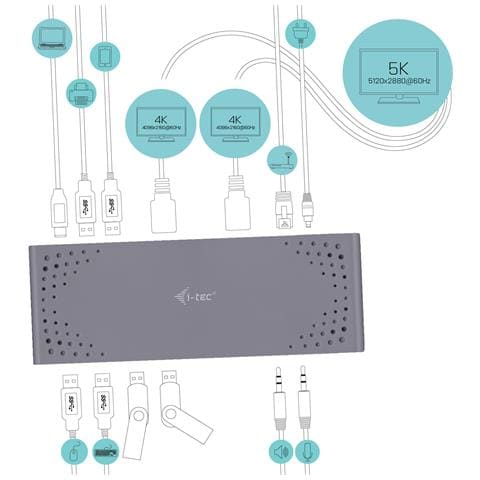 CADUAL4KDOCKUK replicatore di porte e docking station per laptop Cablato USB 3.2 Gen 1 (3.1 Gen 1) Type-C Nero, Turchese - Foto 11