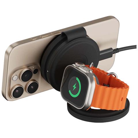 Caricatore Wireless 3-in-1 Compatibile Qi2 15w Modello Onthego Pieghevole, Nero - Foto 2