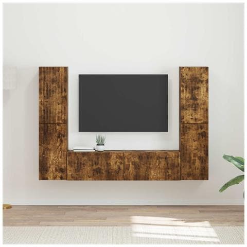 Set mobile TV 6 pcs Rovere fumé Legno multistrato - Foto 2