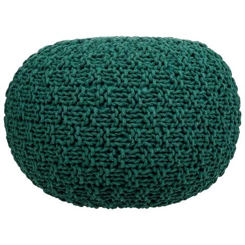 Puf In Cotone Intrecciato Verde 45x45x30h - Foto 2