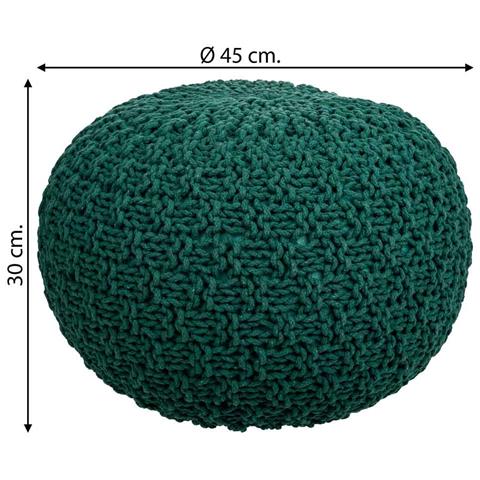 Puf In Cotone Intrecciato Verde 45x45x30h - Foto 5