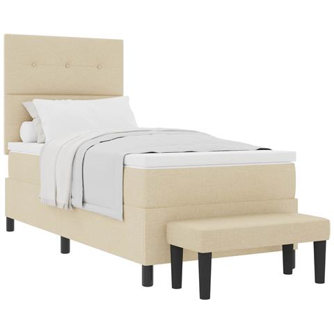 Letto a molle con materasso Crema 90 x 190 cm Tessuto - Foto 1