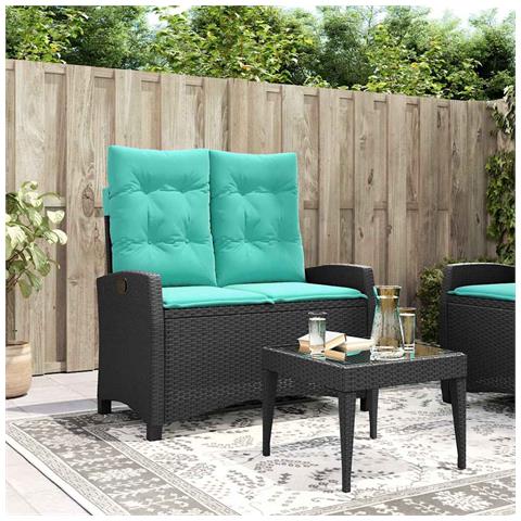Panca Reclinabile da Giardino con Cuscini Nera in Polyrattan - Foto 2