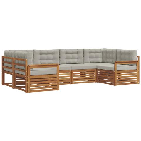 Set divani con cuscino 6 pcs Grigio Naturale e Chiaro - Foto 1