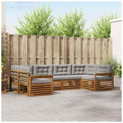 Set divani con cuscino 6 pcs Grigio Naturale e Chiaro - Foto 2