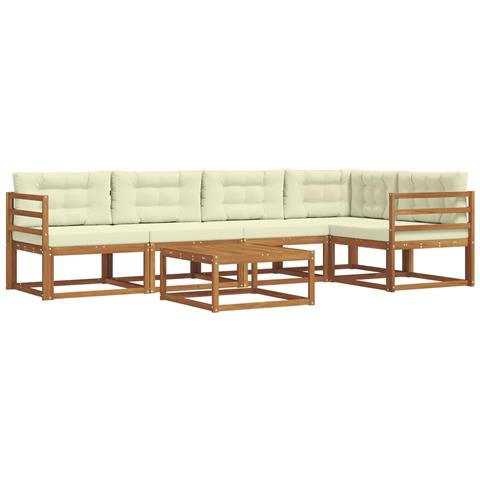 Set di divani da esterno con cuscino 6 pcs Naturale e Crema - Foto 1