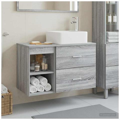 Set di mobili per il bagno 2 pcs Sonoma grigio - Foto 2