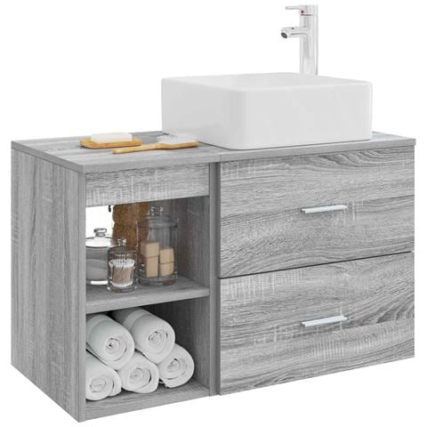 Set di mobili per il bagno 2 pcs Sonoma grigio - Foto 2
